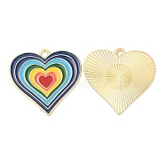 Alloy Pendants, with Enamel, Golden, Cadmium Free & Lead Free, Heart Charms, Colorful, 28x28.5x1mm, Hole: 2.5mm(ENAM-L044-03G)
