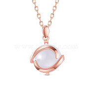 SHEGRACE 925 Sterling Silver Pendant Necklace, with Opal, Round, White, Rose Gold, 17.72 inch(45cm)(JN726C)
