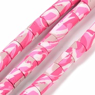 Handmade Polymer Clay Beads Strand, Column, Deep Pink, 6~7.5x5.5~7mm, Hole: 1.7~2.3mm, about 54~65pcs/strand, 15.83~16.69''(40.2~42.4cm)(CLAY-Z002-01C)