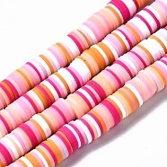 Handmade Polymer Clay Beads Strands, for DIY Jewelry Crafts Supplies, Heishi Beads, Disc/Flat Round, Colorful, 8x0.5~1mm, Hole: 2mm, about 350~387pcs/strand, 15.75 inch~16.14 inch(40~41cm)(CLAY-R089-8mm-143)