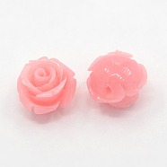 Synthetic Coral 3D Flower Rose Beads, Dyed, Pink, 14~15x9mm, Hole: 1.5mm(CORA-A006-15mm-020)