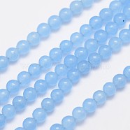 Natural & Dyed Malaysia Jade Bead Strands, Round, Light Sky Blue, 4mm, Hole: 0.8mm, about 92pcs/strand, 15 inch(G-A146-4mm-A20)