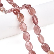 Natural Strawberry Quartz Beads Strands, Flat Oval, 14x10x5.5mm, Hole: 1.2mm, about 28pcs/strand, 15.55''(39.5cm)(G-M206-50)