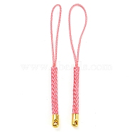Polyester Cord Mobile Straps, with Golden Plated Iron Findings, Light Coral, 7.6~8.1cm(FIND-G063-01G-01)