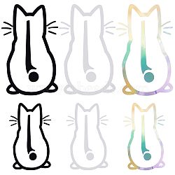 SUPERFINDINGS 6 Sheets 6 Style Waterproof PET Reflective Cat Car Stickers, Adhesive Car Window Decal, for Car Rear Windshield & Wiper Decor, Mixed Color, 31x20x0.02cm and 19x12x0.02cm, 1sheet/style(DIY-FH0004-36)