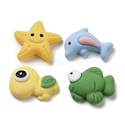 Opaque Ocean Theme Resin Cabochons, Starfish & Fish & Tortoises, Mixed Color, 18.5~23.5x24~26.5x7.5~8.8mm(RESI-D007-01)