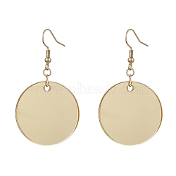 Blank Flat Round Acrylic Dangle Earrings, with Real 18K Gold Plated 304 Stainless Steel Earring Pins, Wheat, 53x29.5mm(EJEW-JE05666)