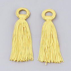 Polyester Tassel Big Pendant Decorations, Gold, 98~110x24~26x10~15mm, Hole: 14mm(X-FIND-S274-08)