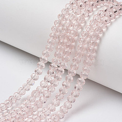 Glass Beads Strands, Faceted, Rondelle, Pink, 2.9~3.3x2mm, Hole: 0.8mm, about 145~150pcs/strand, 34~35cm(EGLA-A034-T2mm-D10)