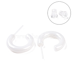 Hypoallergenic Bioceramics Zirconia Ceramic Ring Stud Earrings, Half Hoop Earrings, No Fading and Nickel Free, WhiteSmoke, 15x3.5x13.5mm(EJEW-Z023-02G)