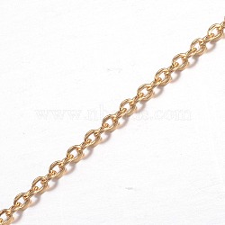 3.28 Feet Ion Plating(IP) 304 Stainless Steel Cable Chains, Soldered, for Jewelry Making, Golden, 2.5x2x0.5mm(X-CHS-P002-11G-0.5MM)