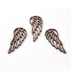 Undyed Wooden Sewing Big Pendants, Wing, Sienna, 56.5x24x3.5mm(WOOD-S037-105)