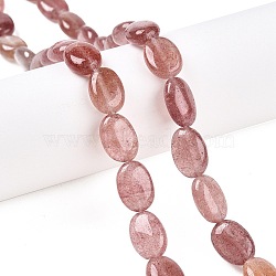 Natural Strawberry Quartz Beads Strands, Flat Oval, 14x10x5.5mm, Hole: 1.2mm, about 28pcs/strand, 15.55''(39.5cm)(G-M206-50)