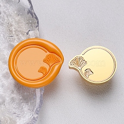 Geometric Leaf Frame Brass Stamp Heads, for Wax Seal Stamp, Wedding Invitations Making, Round, 23x28x14mm, Hole: 7mm(AJEW-H149-03G-03)