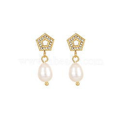 Stainless Steel Earrings with Pearl, Pentagon(NB4152-2)