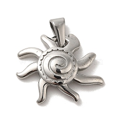 304 Stainless Steel Pendants, Sun Charm, Stainless Steel Color, 22x24x4mm, Hole: 3x7mm(STAS-B053-26P)