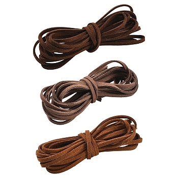 9M 3 Colors Eco-Friendly Faux Suede Cord, Flat Faux Suede Lace Suede String for DIY Jewelry Making, Mixed Color, 3x1.4mm, about 3.28 Yards(3m)/color