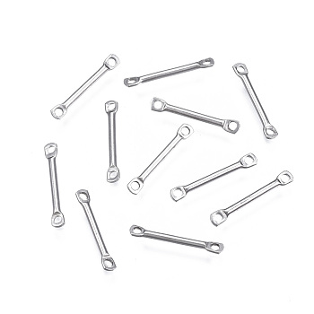 304 Stainless Steel Link Connectors, Stainless Steel Color, 15x2x1mm, Hole: 1.2mm