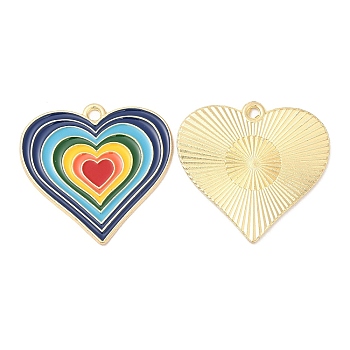 Alloy Pendants, with Enamel, Golden, Cadmium Free & Lead Free, Heart Charms, Colorful, 28x28.5x1mm, Hole: 2.5mm