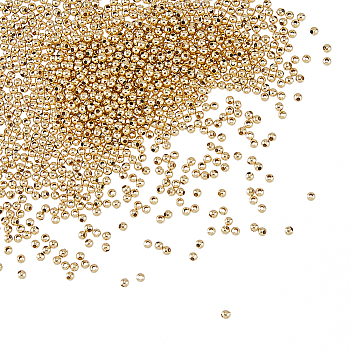 1000Pcs 304 Stainless Steel Beads, Round, Golden, 2x2mm, Hole: 0.8mm