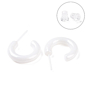 Hypoallergenic Bioceramics Zirconia Ceramic Ring Stud Earrings, Half Hoop Earrings, No Fading and Nickel Free, WhiteSmoke, 15x3.5x13.5mm