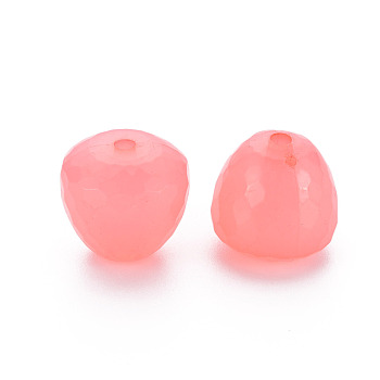 Transparent Acrylic Beads, Dyed, Faceted, Teardrop, Salmon, 15x14.5mm, Hole: 2mm, about 243pcs/500g