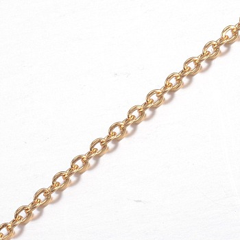 3.28 Feet Ion Plating(IP) 304 Stainless Steel Cable Chains, Soldered, for Jewelry Making, Golden, 2.5x2x0.5mm