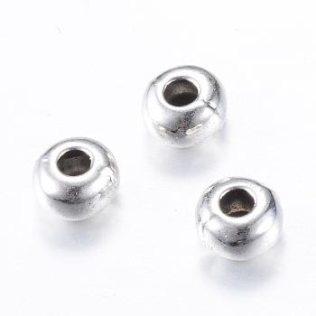 Tibetan Style Alloy Spacer Beads, Rondelle, Cadmium Free & Nickel Free & Lead Free, Antique Silver, 5x3mm, Hole: 1.5mm, about 4760pcs/1000g