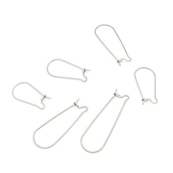 Stainless Steel Hoop Earring Findings, Kidney Ear Wire, Stainless Steel Color, 33x12x0.7mm