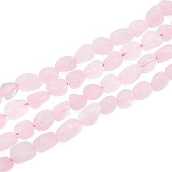 2 Strands Natural Rose Quartz Beads Strands, Oval, 8~15x8~10x4~10mm, Hole: 1mm, about 36~42pcs/strand, 15.7''(39.88cm)