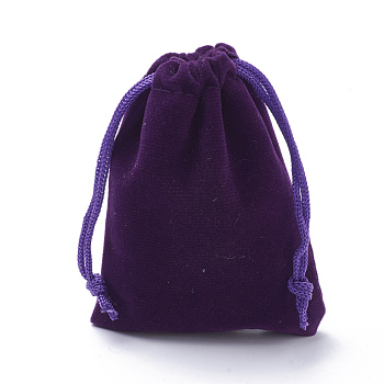 Rectangle Velvet Pouches, Gift Bags, Indigo, 12x10cm