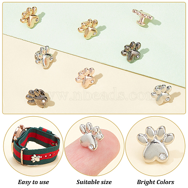 Pandahall Elite 8 pcs 4 couleurs alliage griffe de chat imprimé clous de bracelet de montre(MOBA-PH0001-11)-4