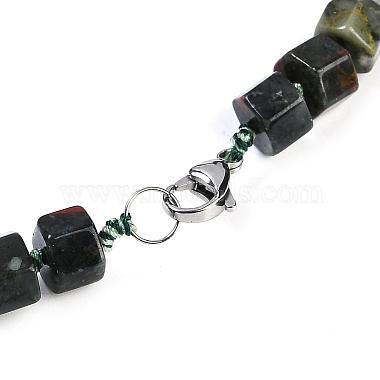 Collares de cuentas graduadas con prismas hexagonales de piedra de sangre natural para mujeres y hombres(NJEW-K388-03Q)-3