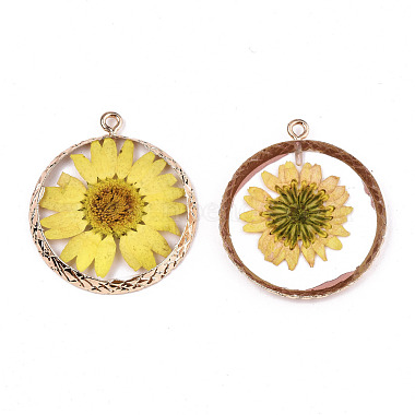 Transparent Clear Epoxy Resin & Dried Flower Pendants(X-RESI-S383-076A-A02)-2