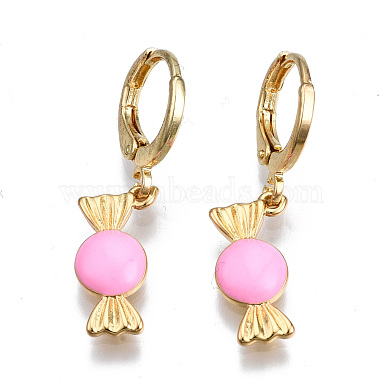 Pink Candy Brass Earrings