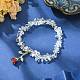 Bracelets extensibles en perles de cristal de quartz naturel avec breloques roses en alliage d'émail(BJEW-JB09561-01)-3