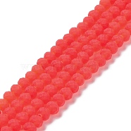 Transparent Glass Beads Strands, Faceted, Frosted, Rondelle, Tomato, 4mm, Hole: 1mm(EGLA-A034-T4mm-MD01)