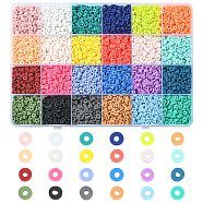 Handmade Polymer Clay Beads, for DIY Jewelry Crafts Supplies, Disc/Flat Round, Mixed Color, 4x1mm, Hole: 1mm, 24colors, about 380~400pcs/color, 9120~9600pcs/box(CLAY-PH0001-13-4mm)
