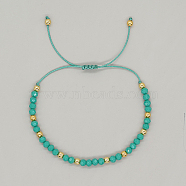 Adjustable Glass Braided Bead Bracelets, Dark Cyan, 11 inch(28cm)(XA7539-3)