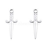 201 Stainless Steel Pendants, Sword, Stainless Steel Color, 27.5x10.5x2.5mm, Hole: 2mm(STAS-N098-246P)