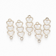 Eco-Friendly Alloy Links connectors, Heart with Heart, Hollow, Light Gold, 24x8x1.5mm, Hole: 1.6mm(X-PALLOY-R110-18A)
