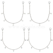 4Pcs 2 Style Alloy Rhinestone Shoe Chains, with Star/Heart Charm & Lobster Claw Clasps, for Shoe Decoration Accessories, Platinum, 321x3mm(DIY-GF0007-31)