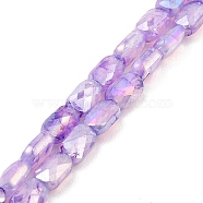 Imitation Jade Glass Beads Strands, AB Color Plated, Faceted, Rectangle, Lilac, 7x4.5x3mm, Hole: 1mm, about 70pcs/strand, 19.21''(48.8cm)(GLAA-P058-04A-01)