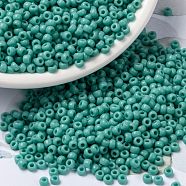 MIYUKI Round Rocailles Beads, Japanese Seed Beads, 8/0, (RR412L) Opaque Turquoise Green, 8/0, 3mm, Hole: 1mm, about 422~455pcs/10g(X-SEED-G008-RR0412L)