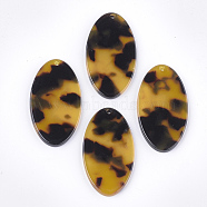 Cellulose Acetate(Resin) Pendants, Oval, Goldenrod, 38x21x3mm, Hole: 1.5mm(X-KY-T011-18B-03)