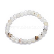 Natural Agate Bead Stretch Bracelets, Round, 2 inch~2-3/8 inch(5~6cm), Bead: 5.8~6.8mm(BJEW-K212-A-004)