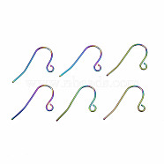 304 Stainless Steel Earring Hooks, Ear Wire, with Horizontal Loop, Rainbow Color, 21~22x11.5mm, Hole: 1.8mm, 21 Gauge, Pin: 0.7mm(STAS-N098-010)