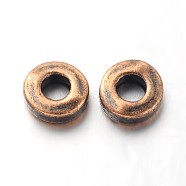 Tibetan Style Alloy Beads, Lead Free and Cadmium Free and Nickel Free, Donut, Red Copper, 6x2mm, Hole: 2.5mm.(K0NXR062)