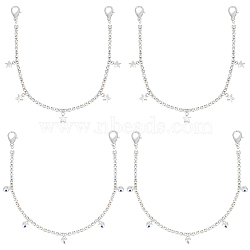 4Pcs 2 Style Alloy Rhinestone Shoe Chains, with Star/Heart Charm & Lobster Claw Clasps, for Shoe Decoration Accessories, Platinum, 321x3mm(DIY-GF0007-31)