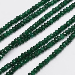 Natural Malaysia Jade Beads Strands, Rondelle, Dyed, Faceted, Dark Green, 3~3.5x2mm, Hole: 0.8mm, about 137pcs/strand, 14.96 inch(X-G-A149-B01)